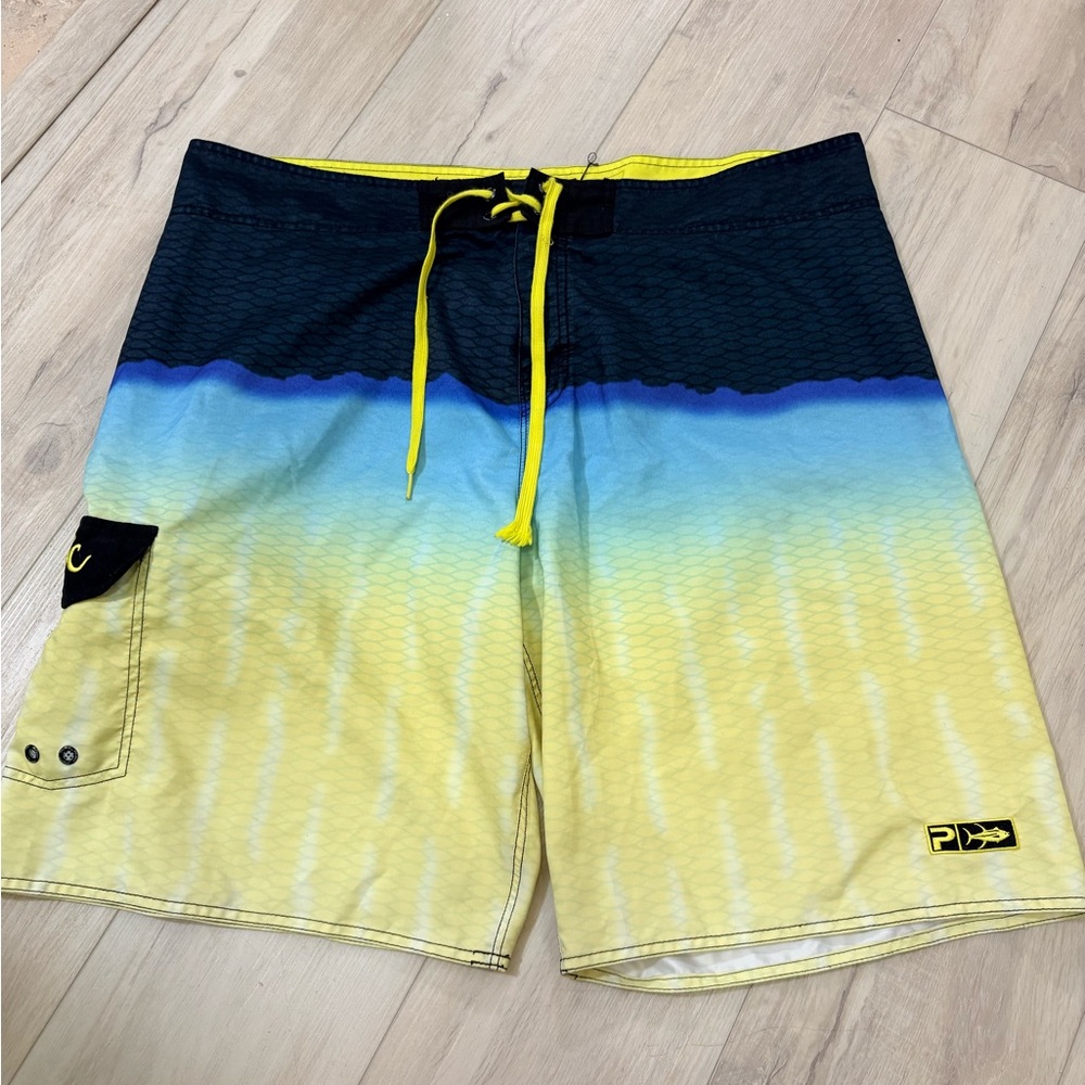 Pelagic Blue and Yellow Gradient Board Shorts